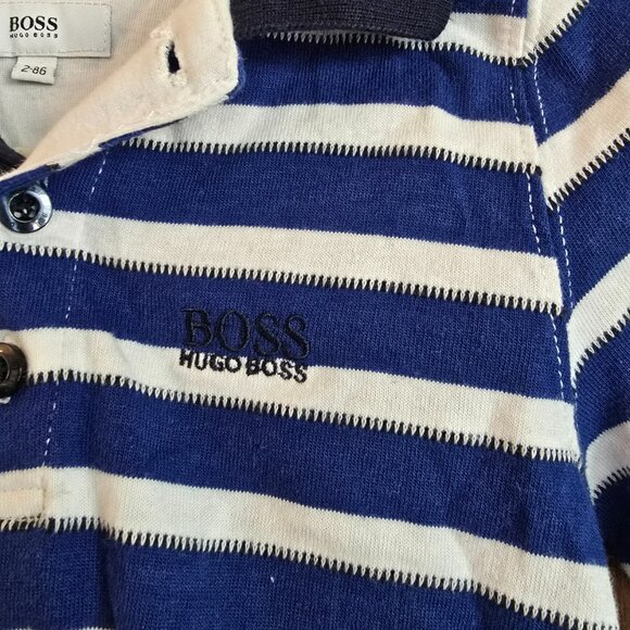 Hugo Boss Toddler Polo Shirt | Size 2T / EU 86 Blue & White Stripes - Picture 2 of 15